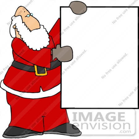 Caucasian Santa Claus Holding A Blank Sign Clipart    13033 By Djart