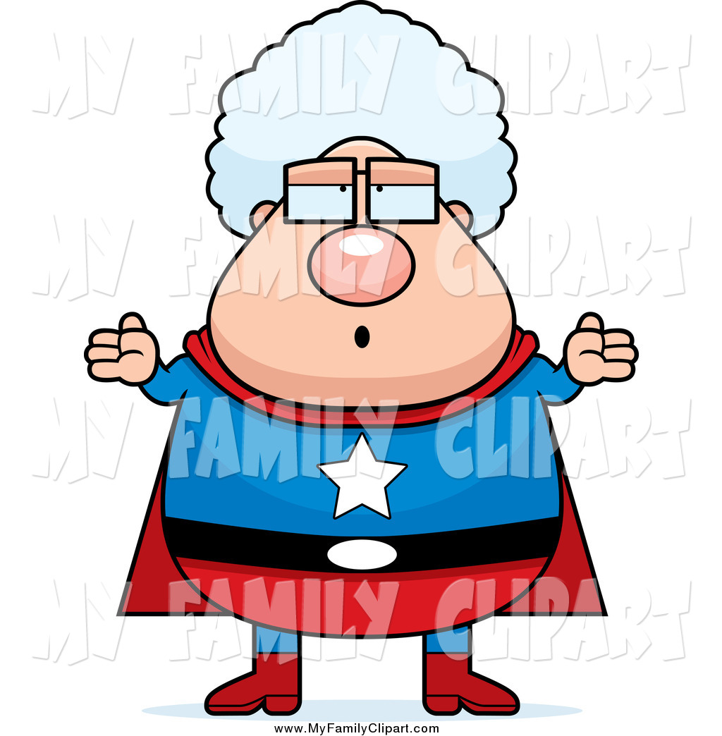 Clip Art Of A Careless Chubby Super Granny Shrugging By Cory Thoman