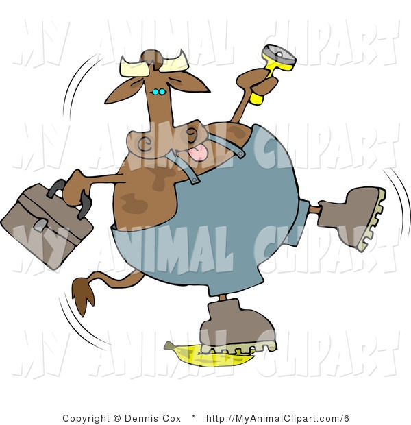 Clip Art Of A Slipping Worker Cow By Djart    6