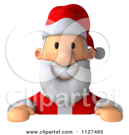 Clipart Of A 3d Santa Holding A Sign 2   Royalty Free Cgi Illustration