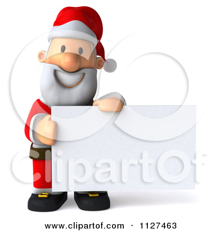 Clipart Of A 3d Santa Holding A Sign 3   Royalty Free Cgi Illustration