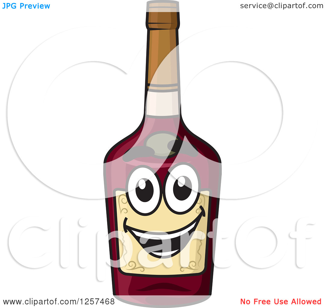 Clipart Of A Happy Alcohol Bottle   Royalty Free Vector Illustration