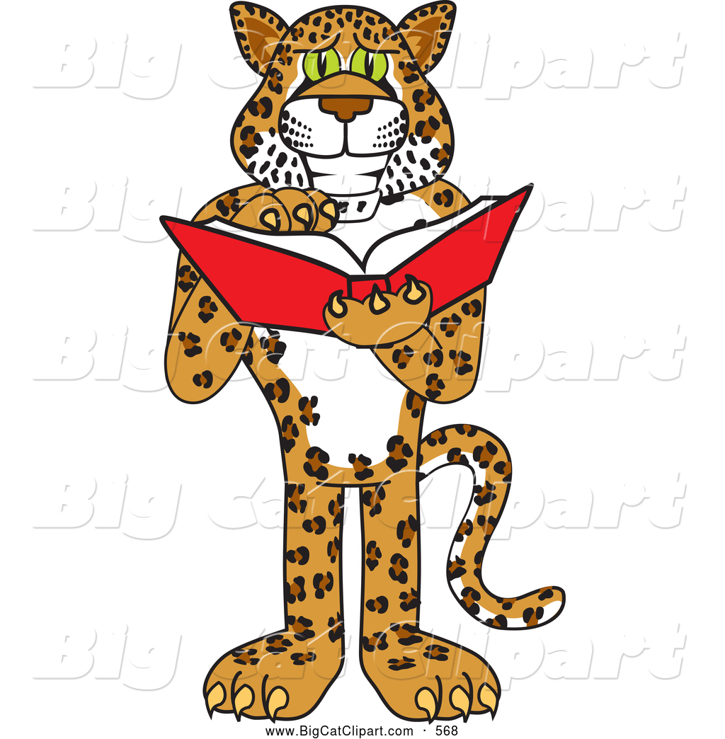 Clipart Of A Happy Cheetah Jaguar Or Leopard Character School Mascot