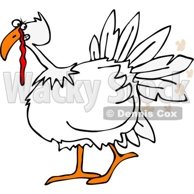 Clipart Of A White Turkey Bird Farting   Royalty Free Vector