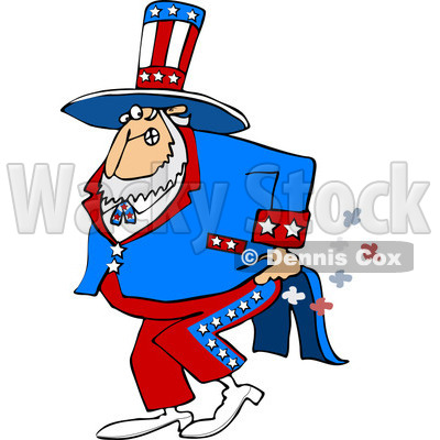 Clipart Of Uncle Sam Farting   Royalty Free Vector Illustration