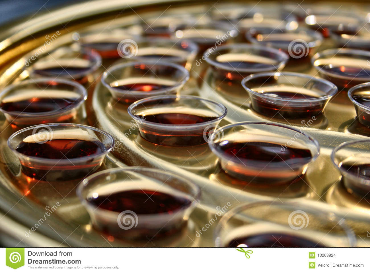 Communion Tray Filled With Filled Glasses