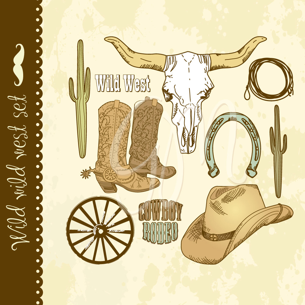 Cowboy Clipart And Digital Scrapbooking Paper By Graphicmarket