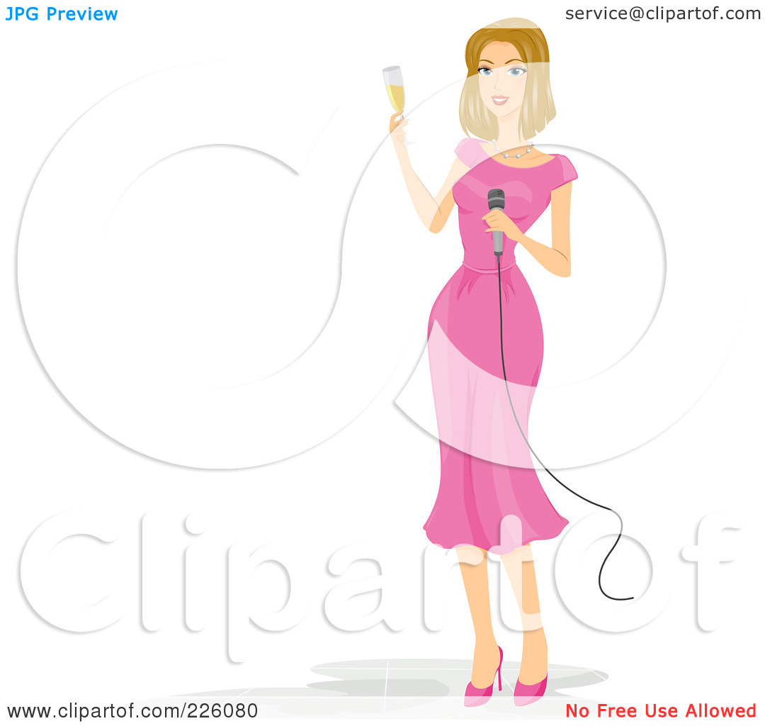 Free  Rf  Clipart Illustration Of A Woman Making A Wedding Toast