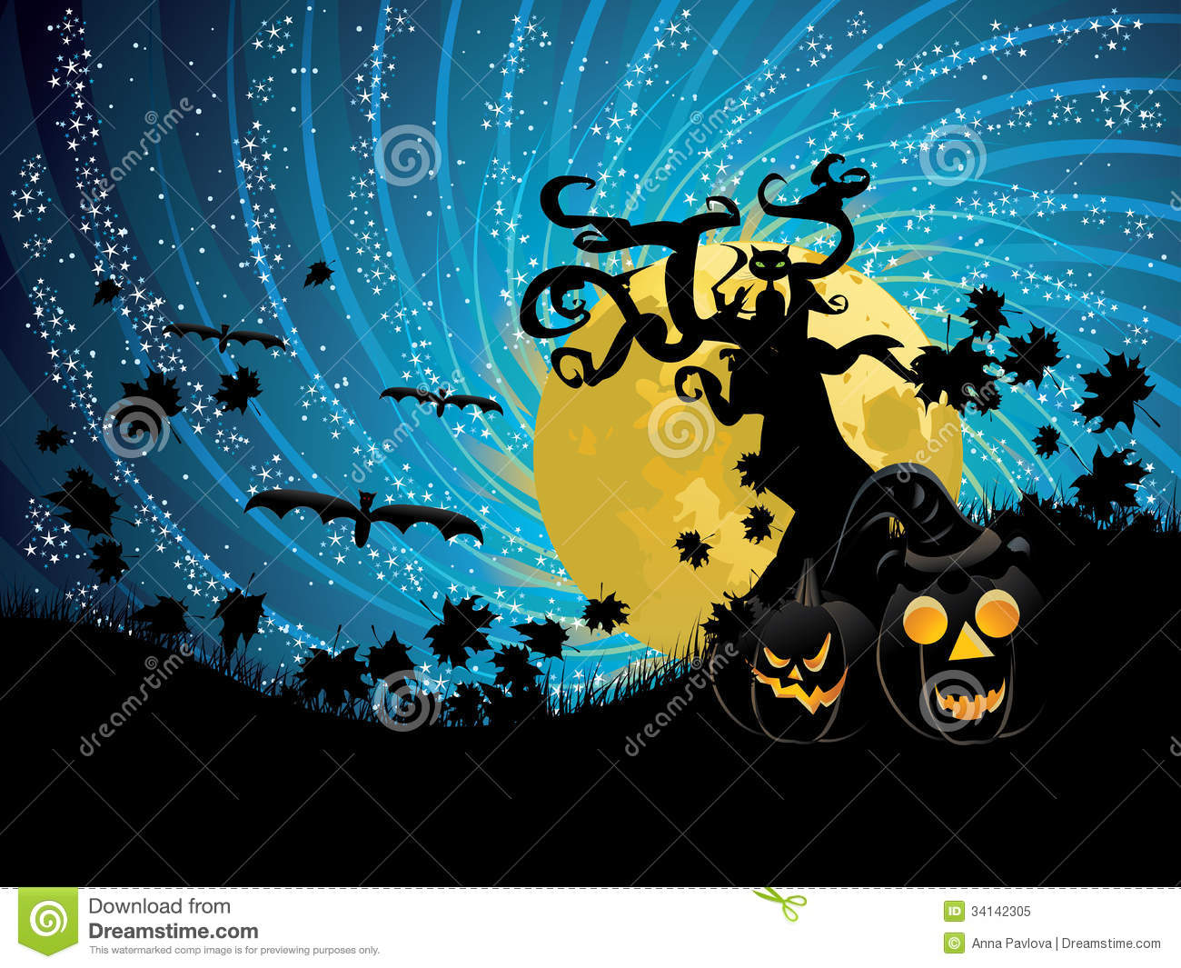 Halloween Tree And Pumpkins Royalty Free Stock Photo   Image  34142305
