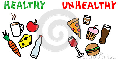 Healthy Food Pictures Healthy Unhealthy Food Drinks Cartoon Vector