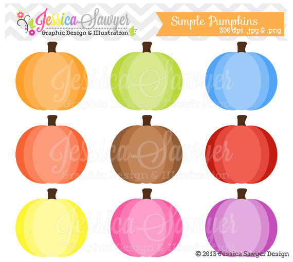 Instant Download Simple Pumpkin Clipart Fall Printable Pumpkins