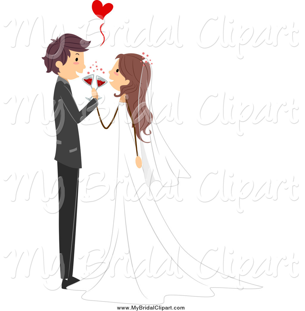 Larger Preview  Bridal Clipart Of A Wedding Couple Toasting Under A    