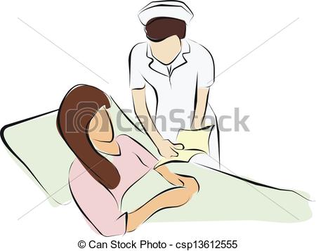  Nurse Reading A Book For A Patient Csp13612555   Search Clipart    