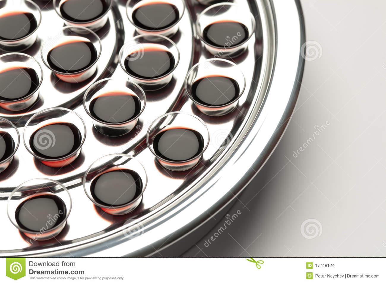     Of The Blood Of Jesus   Communion Cups With Wine Arranged In A Tray