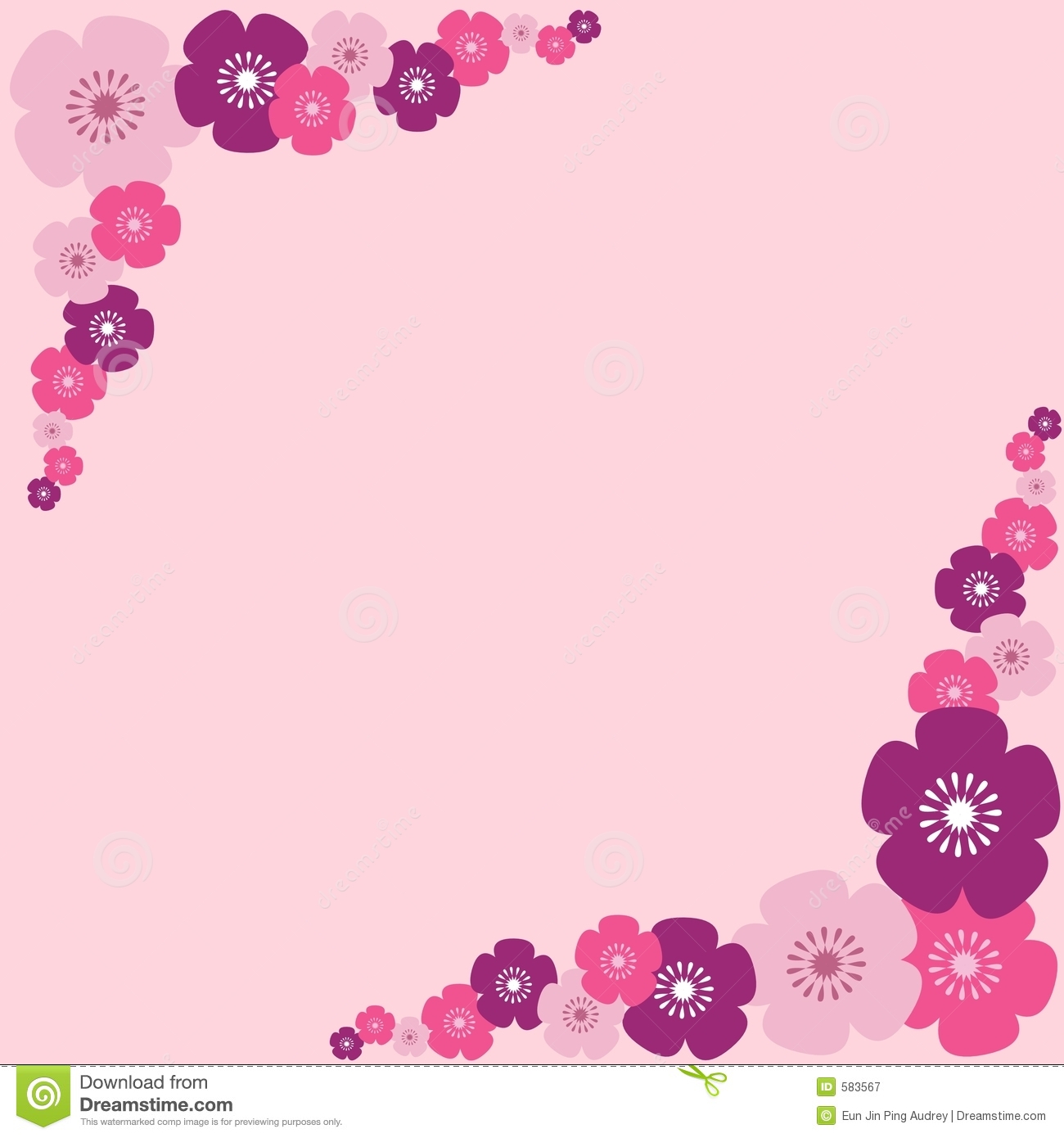 Pink Flowers Border Royalty Free Stock Photography   Image  583567