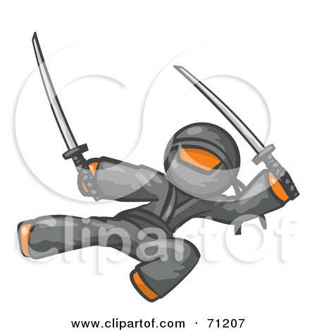 Poster Art Print  Purple Man Ninja Kicking And Jumping With Swords By    