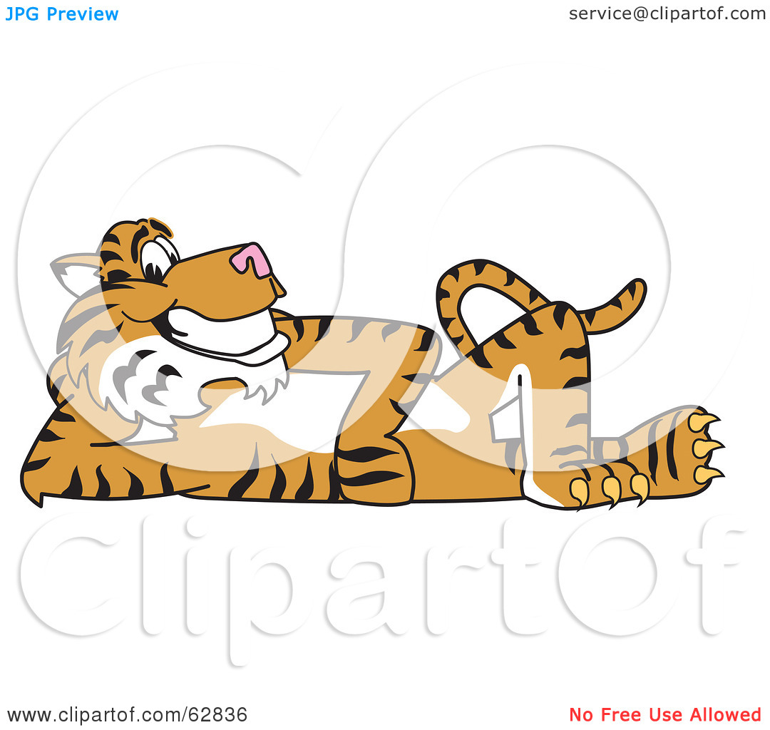 Rf  Clipart Illustration Of A Tiger Character School Mascot Reclined