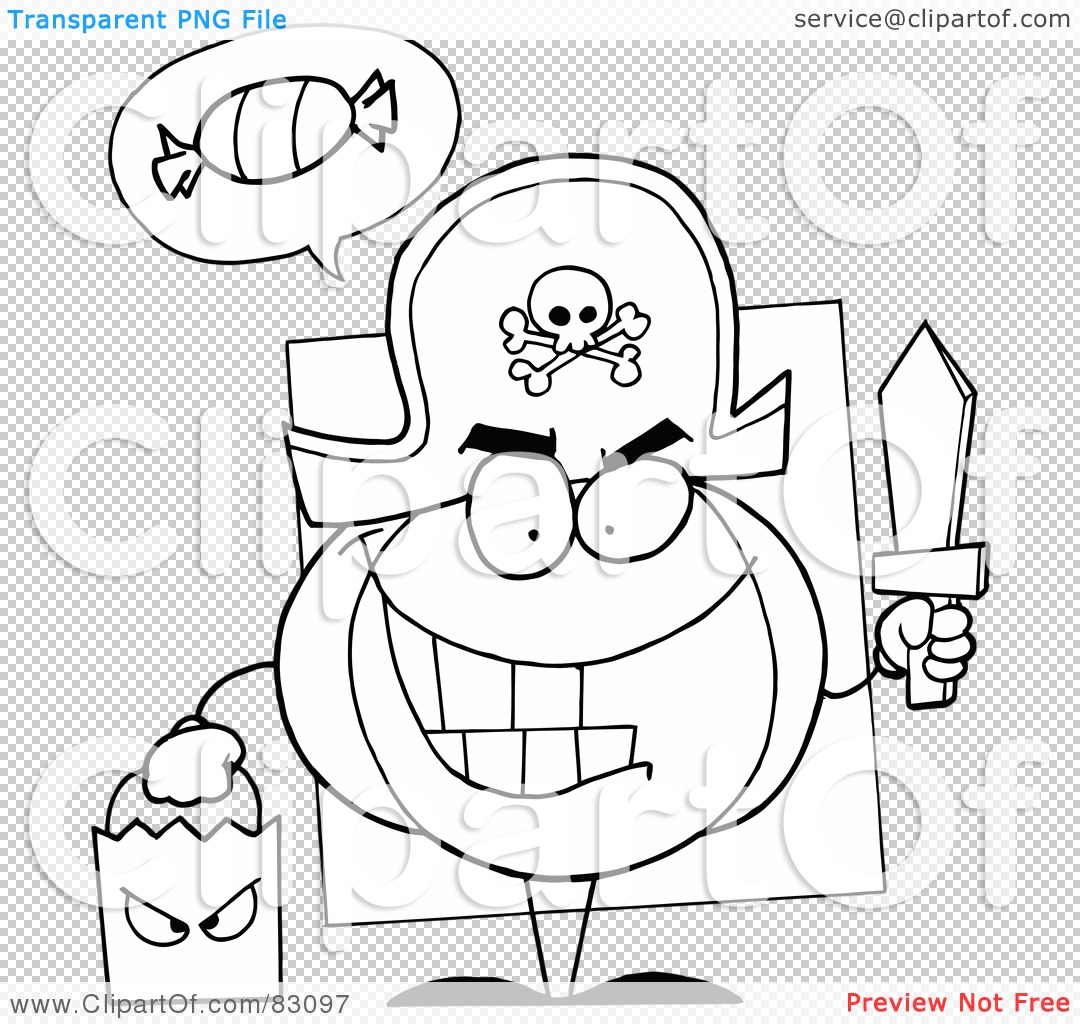 Royalty Free  Rf  Clipart Illustration Of An Outlined Pirate Pumpkin