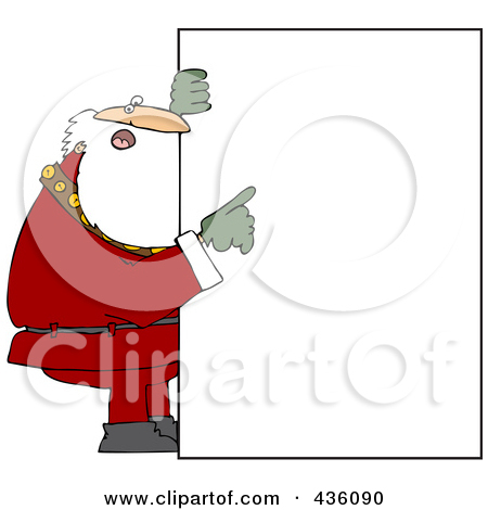 Royalty Free  Rf  Clipart Illustration Of Santa Holding Up A Big Sign