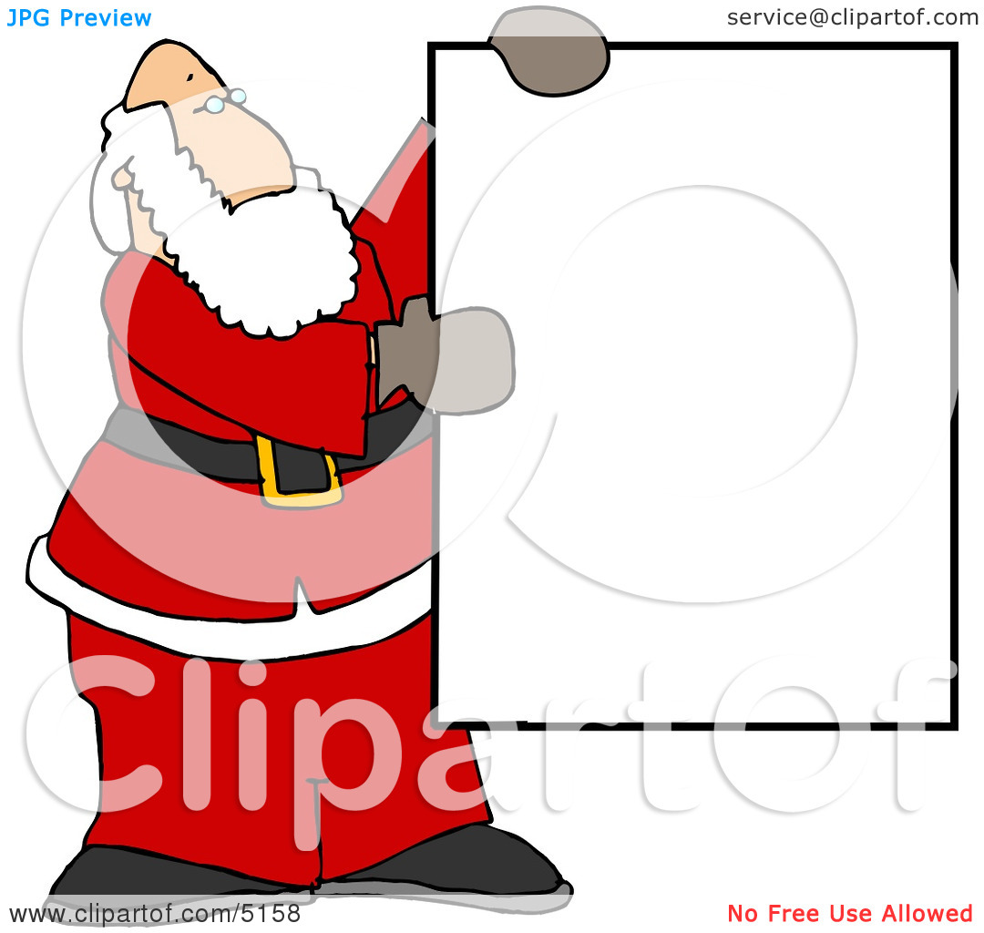 Santa Holding A Blank Sign Clipart By Djart  5158