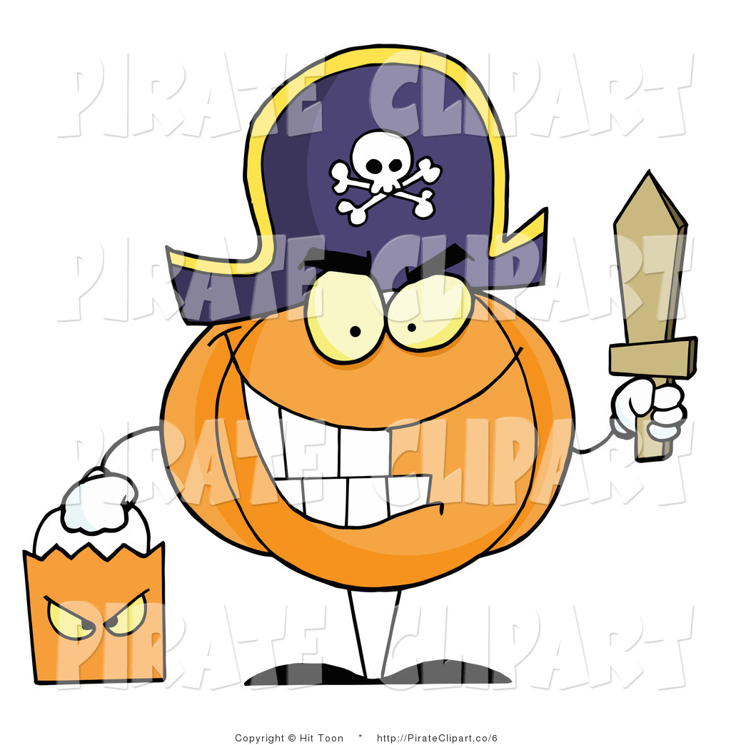 Vector Clip Art Of A Pirate Jackolantern Trick Or Treating At