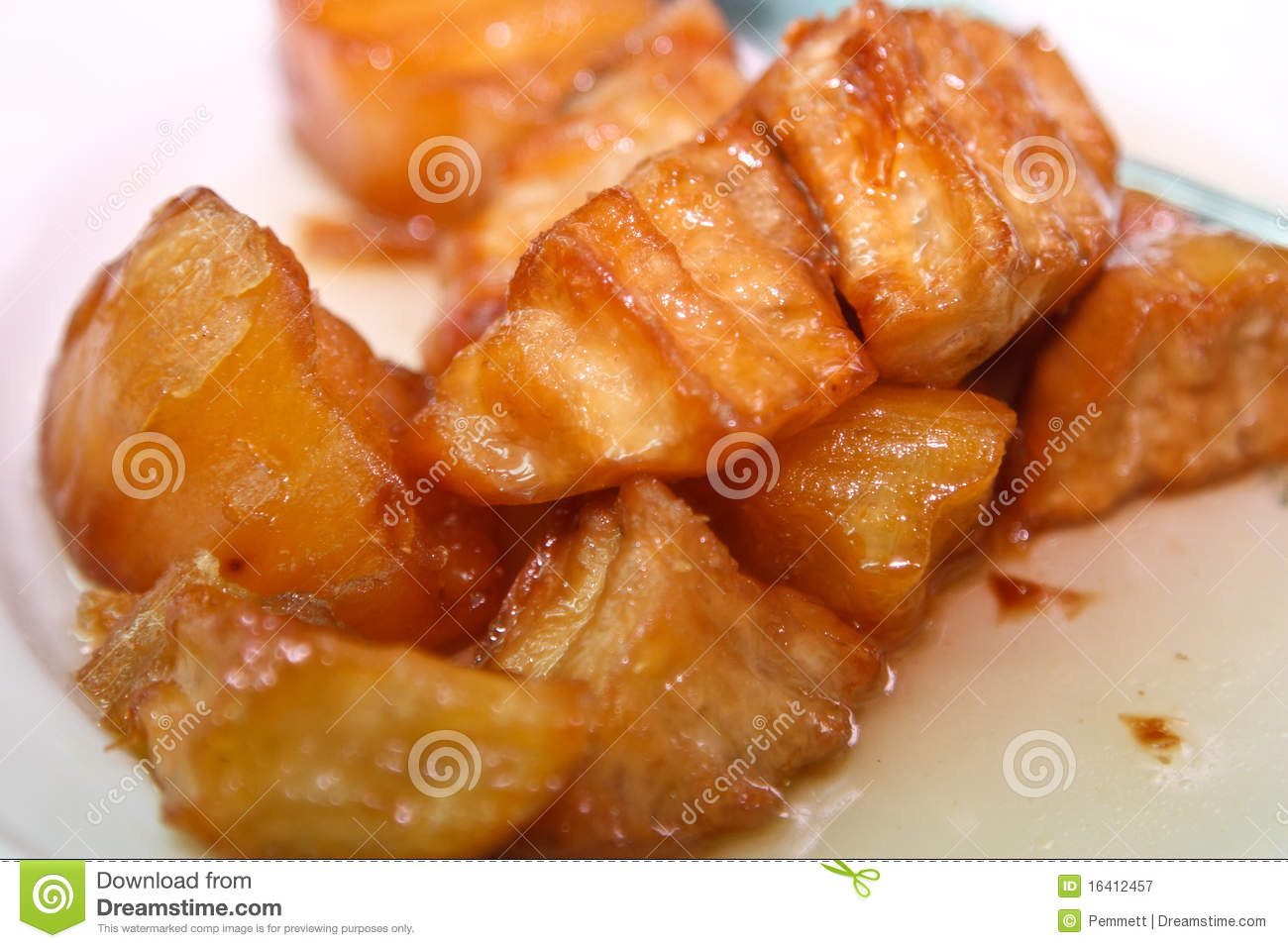 Brown Sweet Potato In Sugar Glazing  A Traditional Filipino Desert
