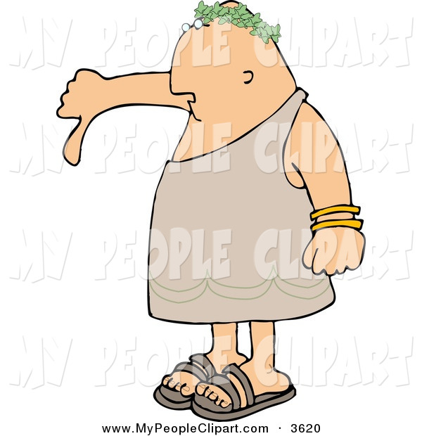 Clip Art Of A Disagreeing Emperor Pointing His Thumb Down To The Left    