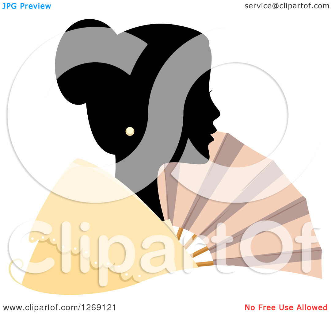 Clipart Of A Silhouetted Black Filipino Woman S Face With A Colored