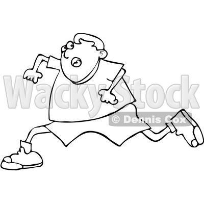 Clipart Outlined Boy Running Scared Royalty Free Vector Illustration
