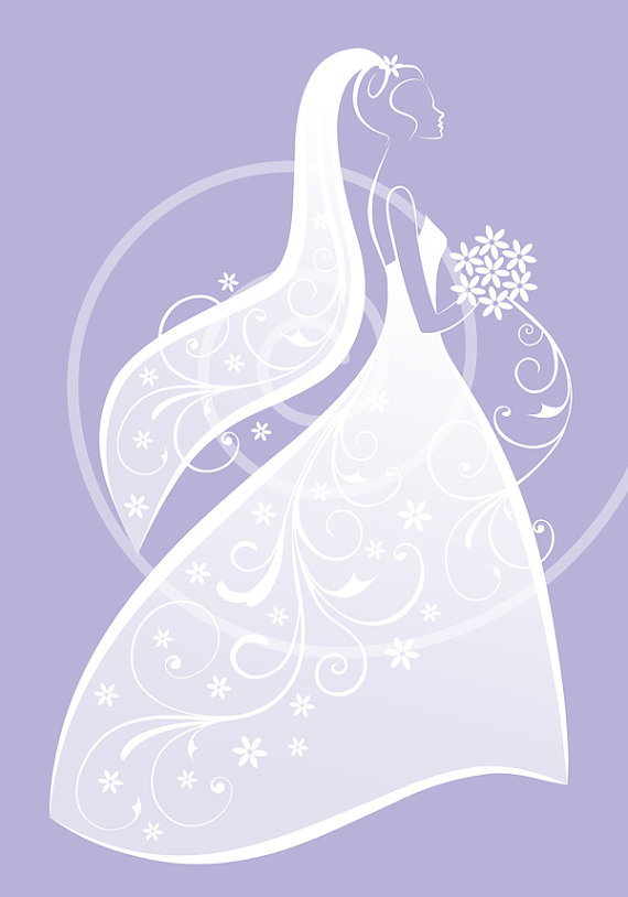 Dress Bridal Shower Wedding Invitation Card Print Digital Clipart    