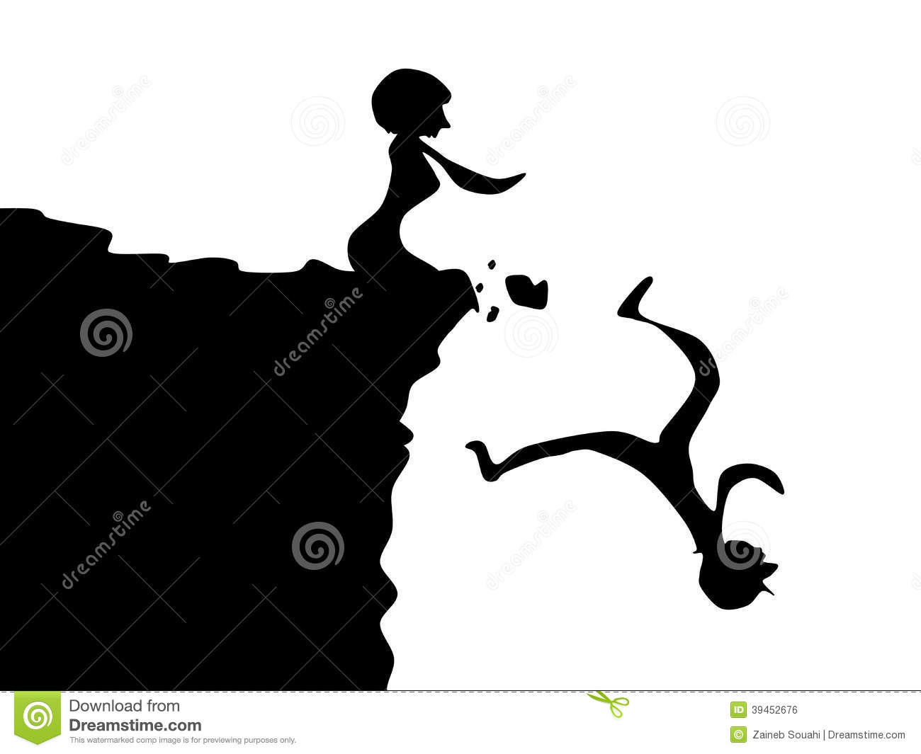 Falling Man Woman Pushing Over Cliff Woman Trying To Save Fails    