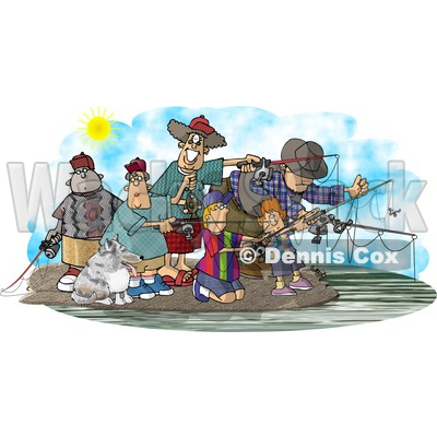 Family And Friends Fishing Together At A Lake Clipart Picture   Djart
