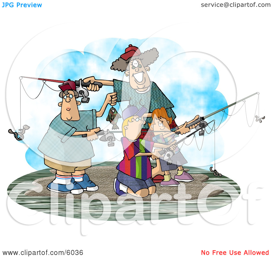 Family Fishing Together On An Island Clipart Picture By Djart  6036