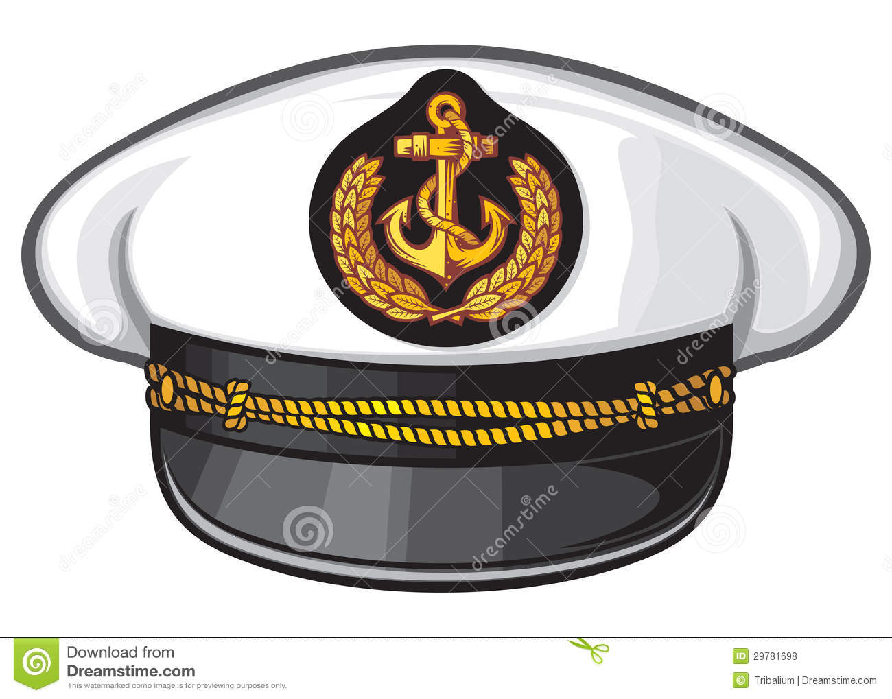 Hat Vector Illustration Captains Hat Cap Captain White Uniform