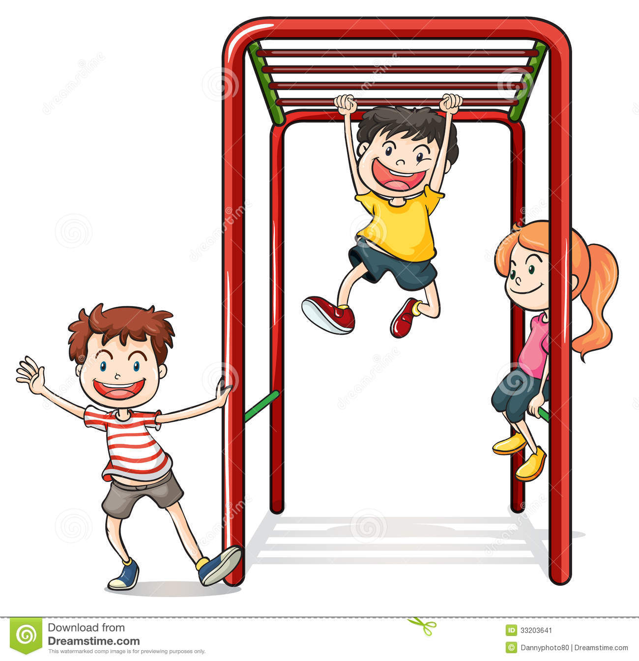 Illustration Of Kids Playing With A Monkey Bars On A White Background