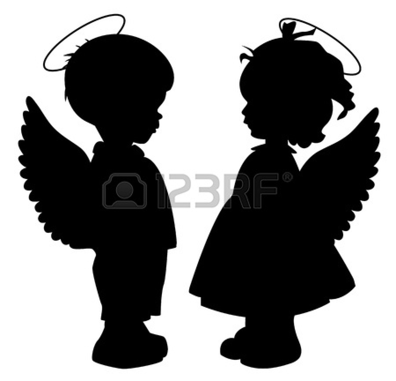 Kids Running Black And White 16915043 Two Black Angel Silhouettes