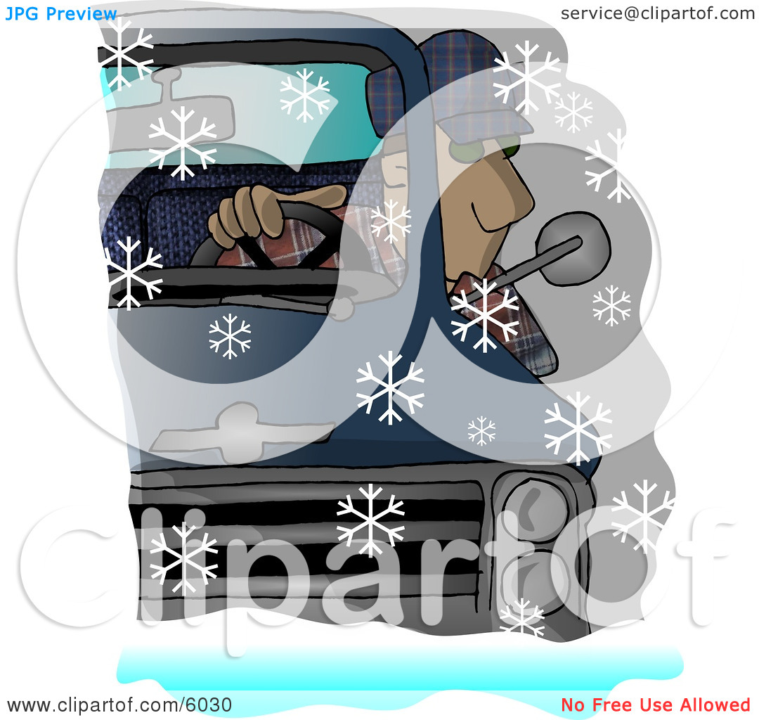 Man Driving A Chevy Pickup Truck In The Snow Clipart Picture By Dennis    