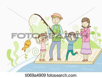 Of Illustration Of A Family Fishing Ti069a4909   Search Vector Clipart