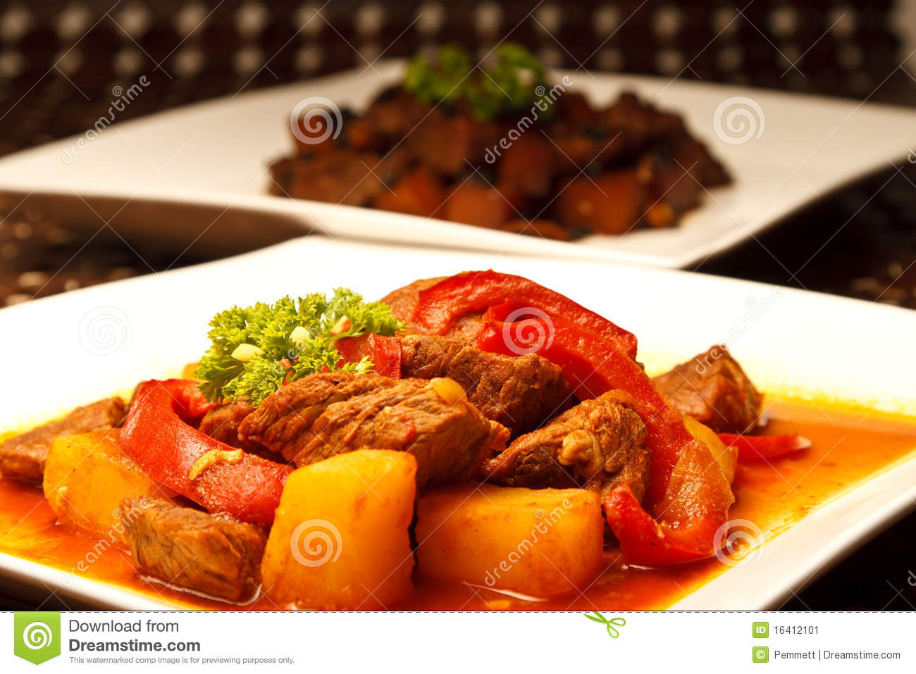Of Pork Stew In A Dish  A Traditional Food From The Philippines