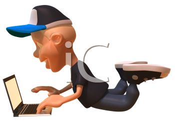 Royalty Free Clipart Image  3d Boy Using A Laptop Computer