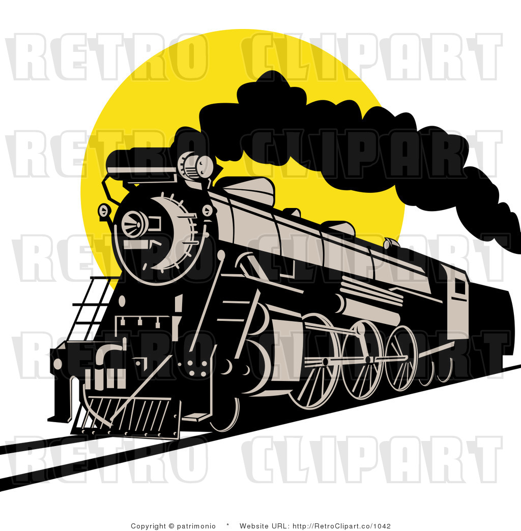 Royalty Free Retro Steam Train Locomotive Against A Yellow Sun By    