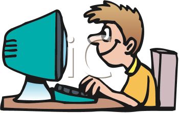 This Boy Child Working On Computer Clip Art Image Is Available As