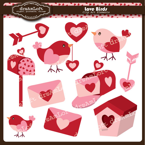 Valentine Mailbox Clipart Valentine Clip Art   Love Birds Clip Art    