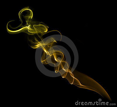 Yellow Wisp Of Real Smoke  Not Computer Rendered  Against A Black