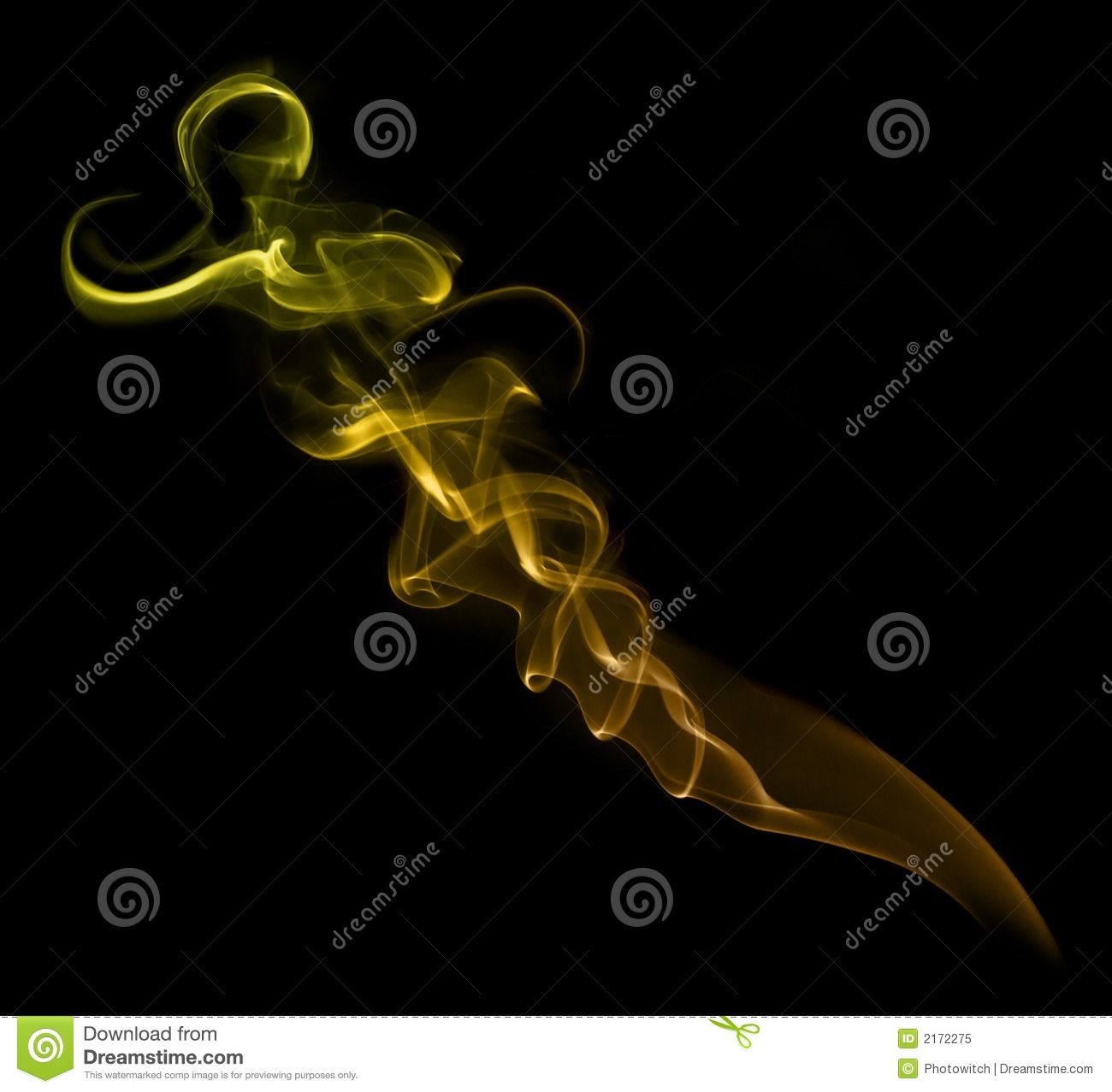 Yellow Wisp Of Real Smoke  Not Computer Rendered  Against A Black