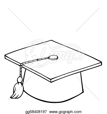 Art   Outlined Graduation Cap And Tassel   Clipart Drawing Gg58408197