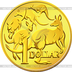 Australian Dollar Coin With The Image Of Kangaro   Vector Clipart