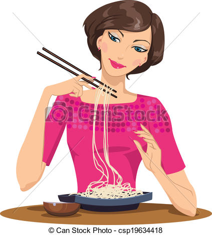 Beautiful Woman Eating Italian Food    Csp19634418   Search Clipart    