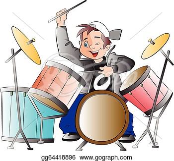 Boy Playing Drums Vector Illustration  Eps Clipart Gg64418896