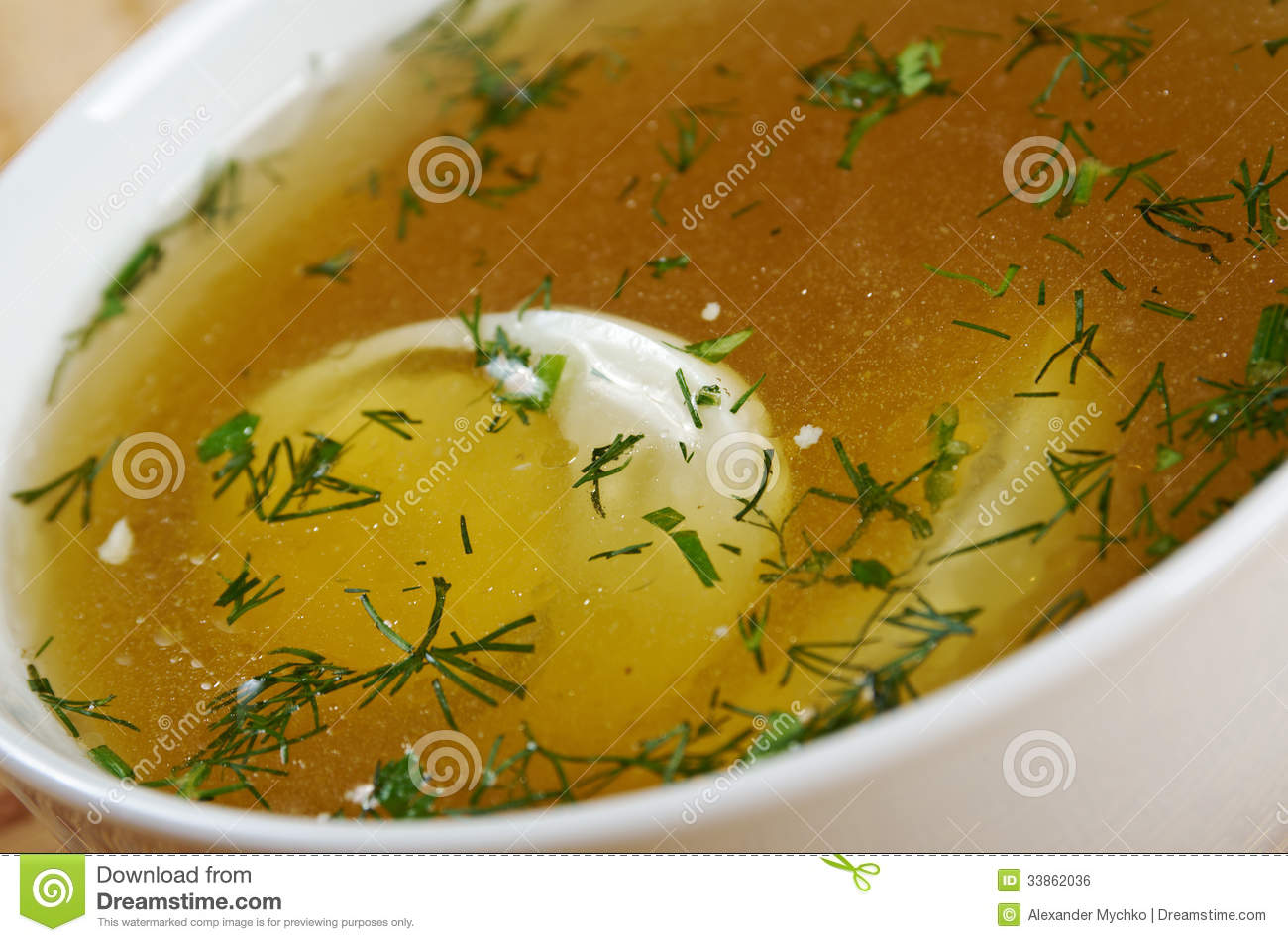Chicken Broth With Dill And Egg Royalty Free Stock Image   Image